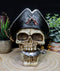 Pirate Captain Hook Marauder Skull With Golden Earring Statue Skeleton Decor