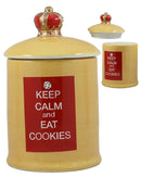 Ebros A Royal Treat Keep Calm And Eat Cookies Ceramic Cookie Jar With Air Tight Lid 8.5"Tall