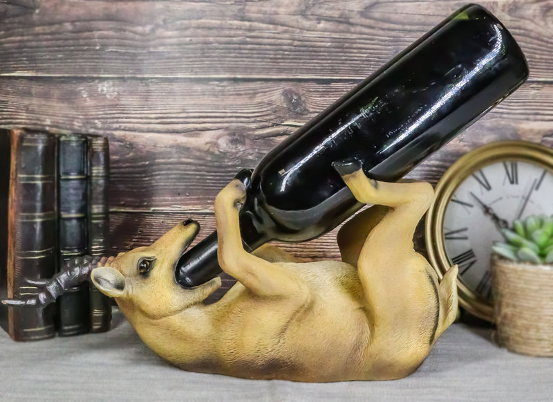 Rustic Vin Of The Veld Drinking Kudu Antelope Wine Bottle Holder Decor Figurine