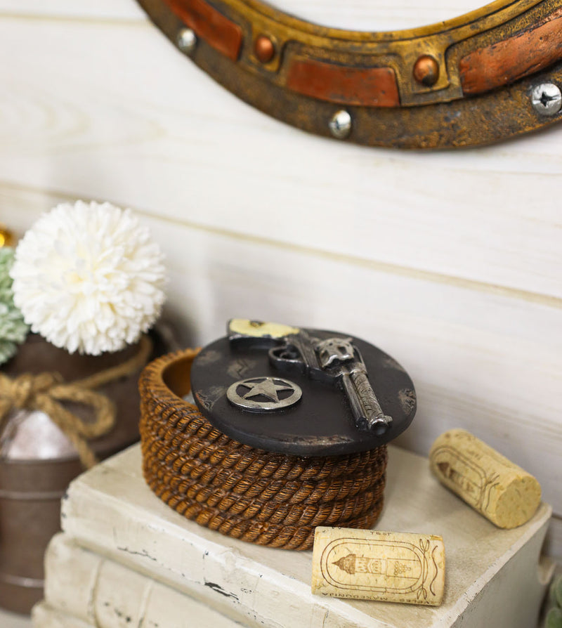 Ebros Rustic Cowboy Revolver Six Shooter Gun Western Star & Ropes Deco ...