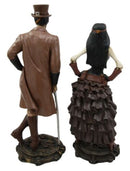 Ebros Gift Steampunk Skeleton Lady & Gentleman Couple Figurine Skeleton Detective Inspector Sculpture Set of 2