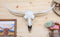 Rustic Western Texas White Longhorn Steer Cattle Cow Skull Wall Decor Plaque 20"