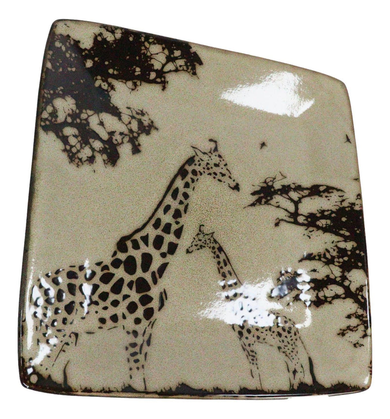 Pack Of 2 Safari Grasslands Giraffe Mother And Calf Appetizer Salad Plates 8.5"W