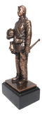 Fire Fighter Civil Service Firewoman With Helmet and Axe On Trophy Base Statue