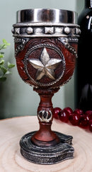 Western Stars And Horseshoes Floral Scroll In Faux Tooled Leather Wine Goblet