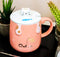 Pack Of 2 Pink Calico Cat Catching Fish Tea Coffee Mug With Lid And Spoon 15oz