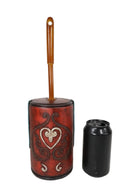 Western Cowgirl Red Love Heart Scrollwork Lace Toilet Brush Scrub And Base Set