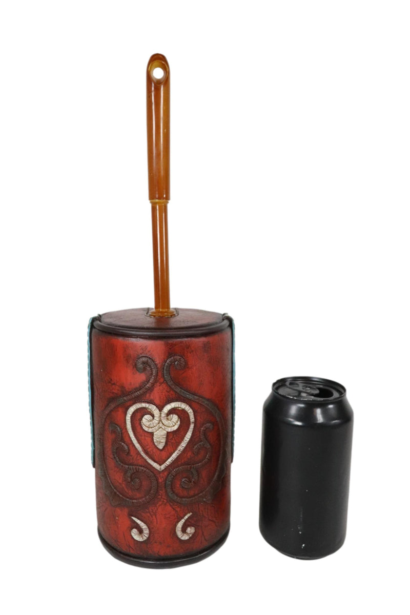 Western Cowgirl Red Love Heart Scrollwork Lace Toilet Brush Scrub And Base Set