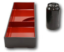 Red Black Japanese Long Bento Box With Dividers 3 Compartments Platter Plate