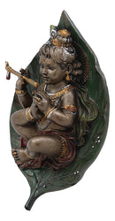 Ebros Lord Krishna as Baby Laying On Peepal Banyan Leaf Hindu Figurine 6"H Statue