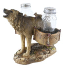 Full Moon Alpha Gray Wolf With Saddlebags Salt & Pepper Shakers Holder Figurine