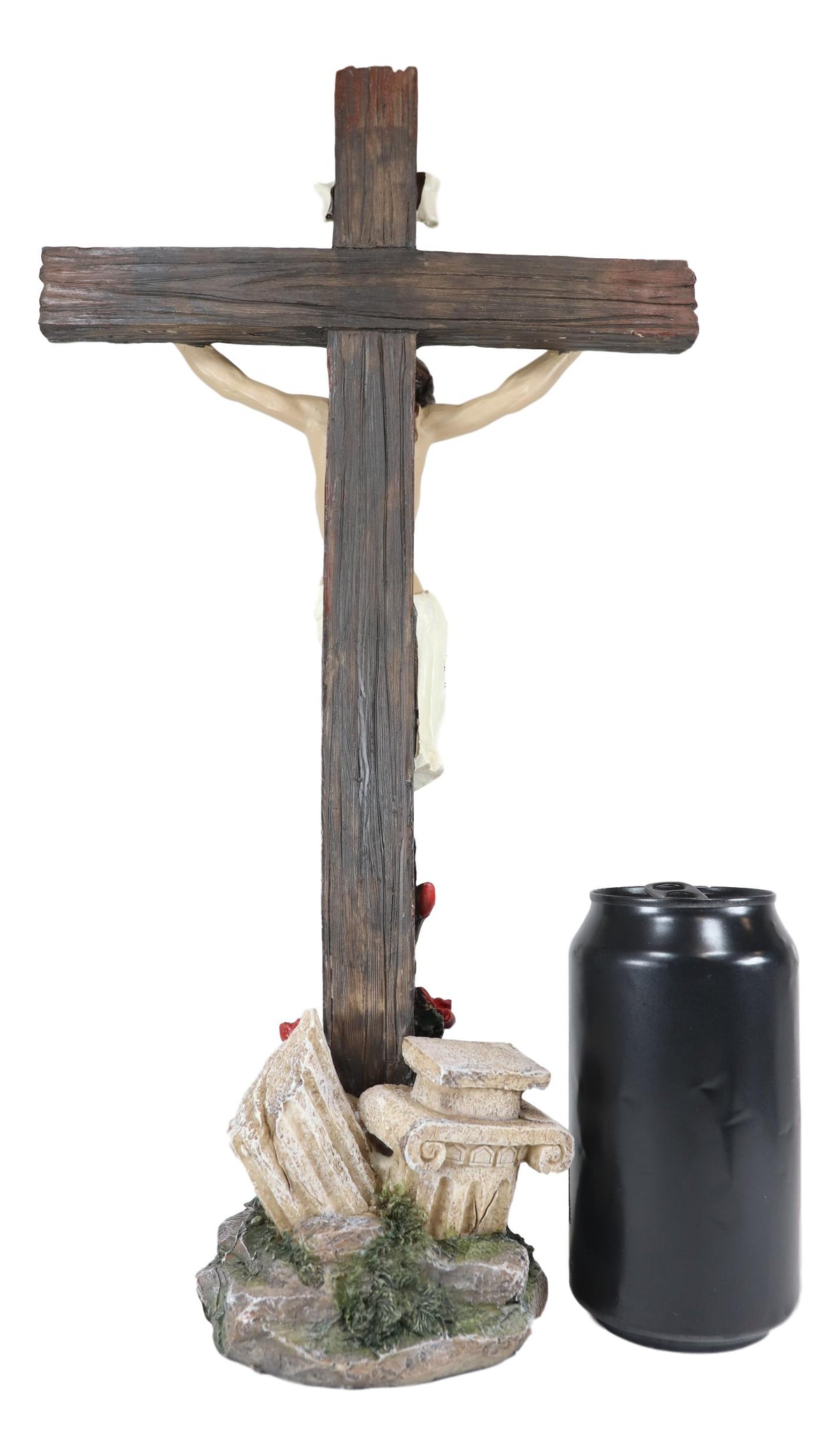 Ebros Jesus Christ On The Cross With Rose of Sharon Base Decorative Crucifix Statue - Ebros Gift