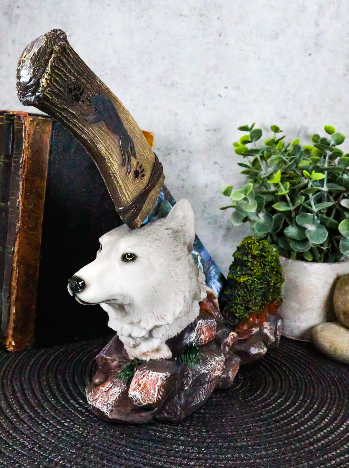 Ebros Gray Wolf In Forest Scene Centerpiece With Hunting Knife Letter Opener Statue