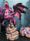 Fantasy Magenta Striped Behemoth Dragon Roaring On Volcanic Rock Mountain Statue