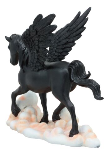 Ebros Black Pegasus Horse Flying Over Clouds of Olympus Figurine 7" H Greek Mythology Decor Statue for Desk or Shelf Decorative Sculpture Fantasy Gifts for Girls Women