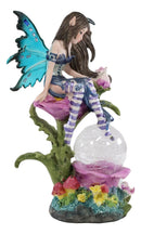 Ebros Butterfly Elf Pixie Fairy Sitting On Flower With LED Night Light Ball Figurine