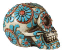 Southwestern Indian Boho Chic Aztec Tooled Skull With Turquoise And Red Stones