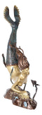 4 Feet Tall Aluminum Nautical Golden Mermaid Diving By Starfishes Coral Statue