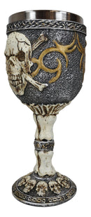 Skeleton Cross Bones Cracked Skull Graveyard Wine Goblet Chalice Figurine