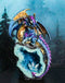 Metallic Blue Iridescent Dragon On Faux Geode Rock Quartz Crystal Cove Figurine