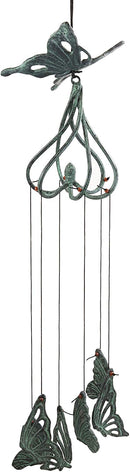 Ebros Cottage Garden Verdi Green Swallowtail Butterfly Aluminum Mobile Wind Chime