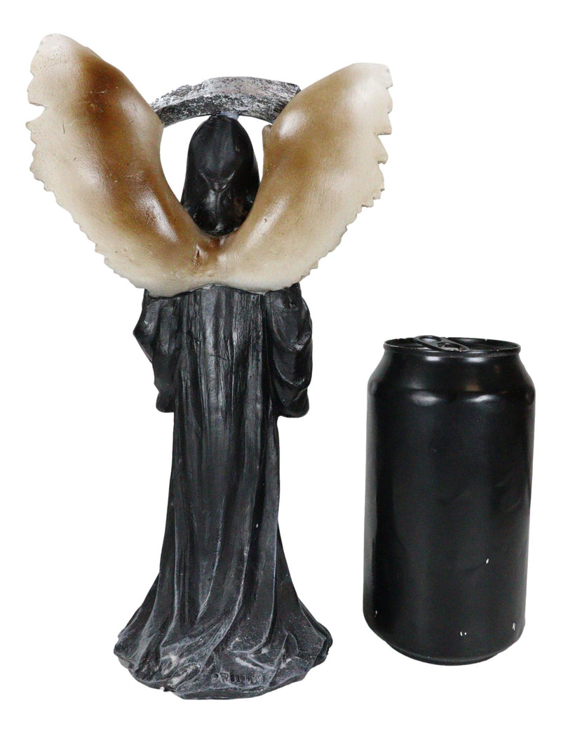 Winged Death Angel Grim Reaper with Scythe And Silver Toll Bell Figurine