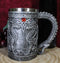 Large Silver Celtic Twin Dragon Fire Drakes Coffee Mug Beer Stein Tankard 14oz