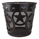 Rustic Western Lone Stars With Braided Metal Rope Trim Wire Waste Basket Bin