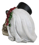 Love Never Dies Wedding Rose Bride And Top Hat Groom Skeleton Couple Figurine