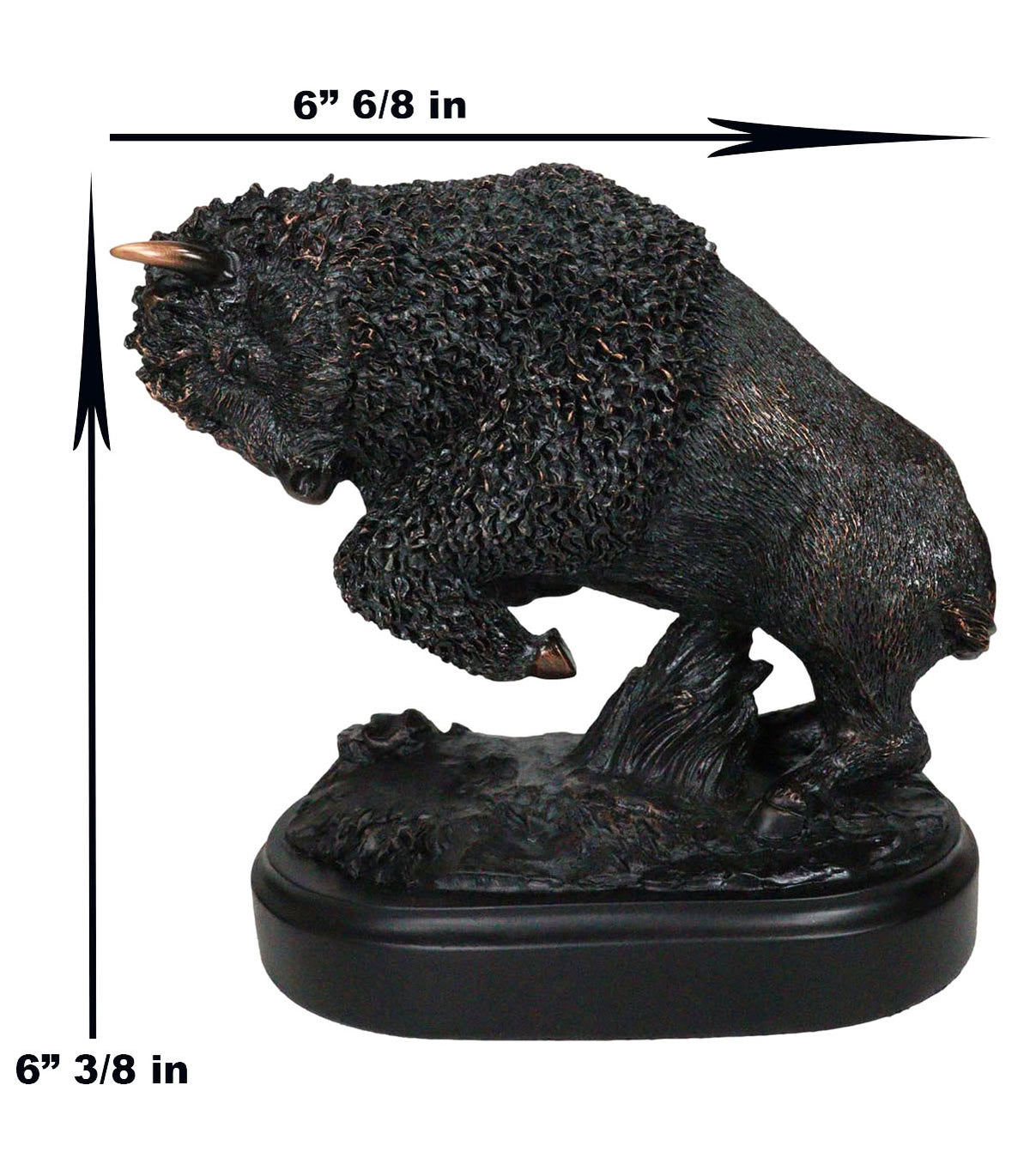 Rustic Western Charging American Buffalo Bison Bronze Electroplated Resin Statue - Ebros Gift