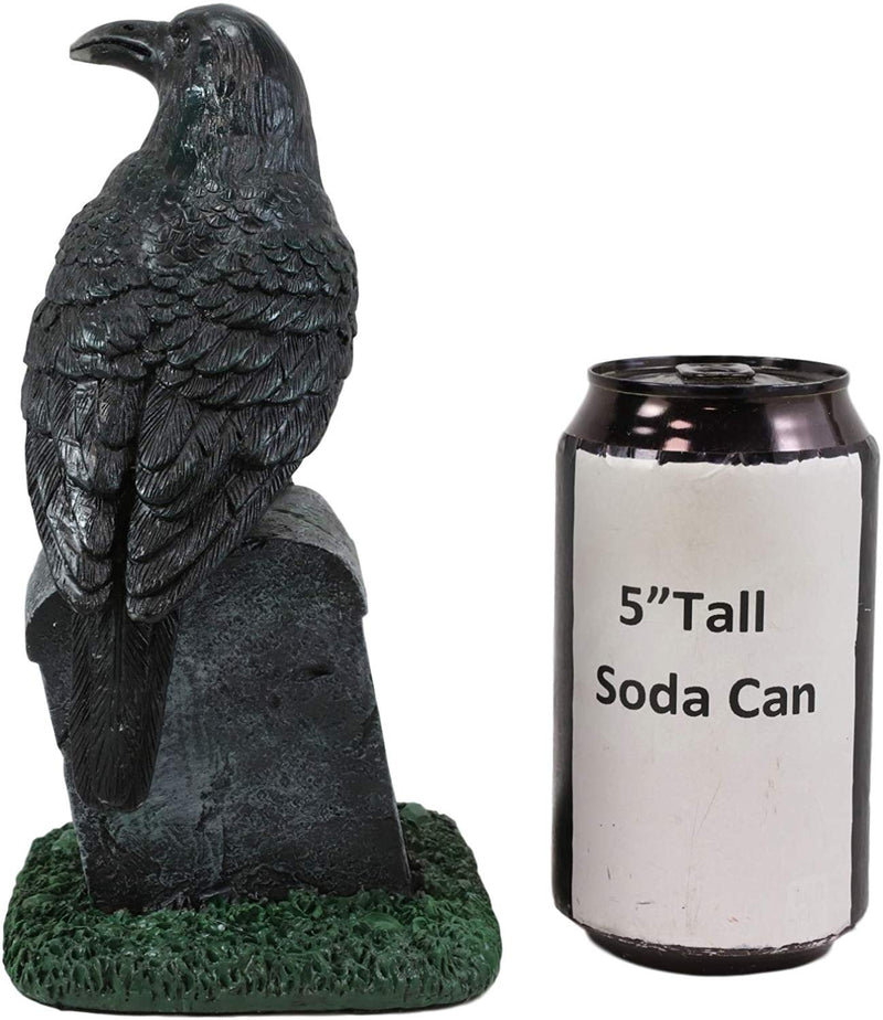 Ebros Gothic Raven Crow On Tombstone Statue 8"H RIP Headstone Figurine Decor