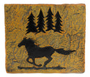 Rustic Western Mustang Horse Pine Trees Silhouette Toothbrush Toothpaste Holder