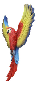 Ebros Colorful Tropical Rainforest Rio Red Scarlet Macaw Parrot with Open Wings Wall Hanging Decor Figurine 3D Plaque Sculpture Nature Lovers Birds Collectors Decor 15.5" Tall