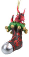 Holiday Festive Spirit Red Stocking Sock Dragon Christmas Tree Hanging Ornament