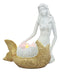 Ebros Under The Sea Golden Mermaid Candle Holder Statue 6.75" Tall Nautical Mermaid Holding Oyster Shells Figurine