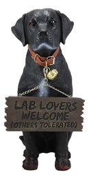 Ebros Labrador Retriever Statue 13.25" H Dog with Jingle Collar & Greeting Sign
