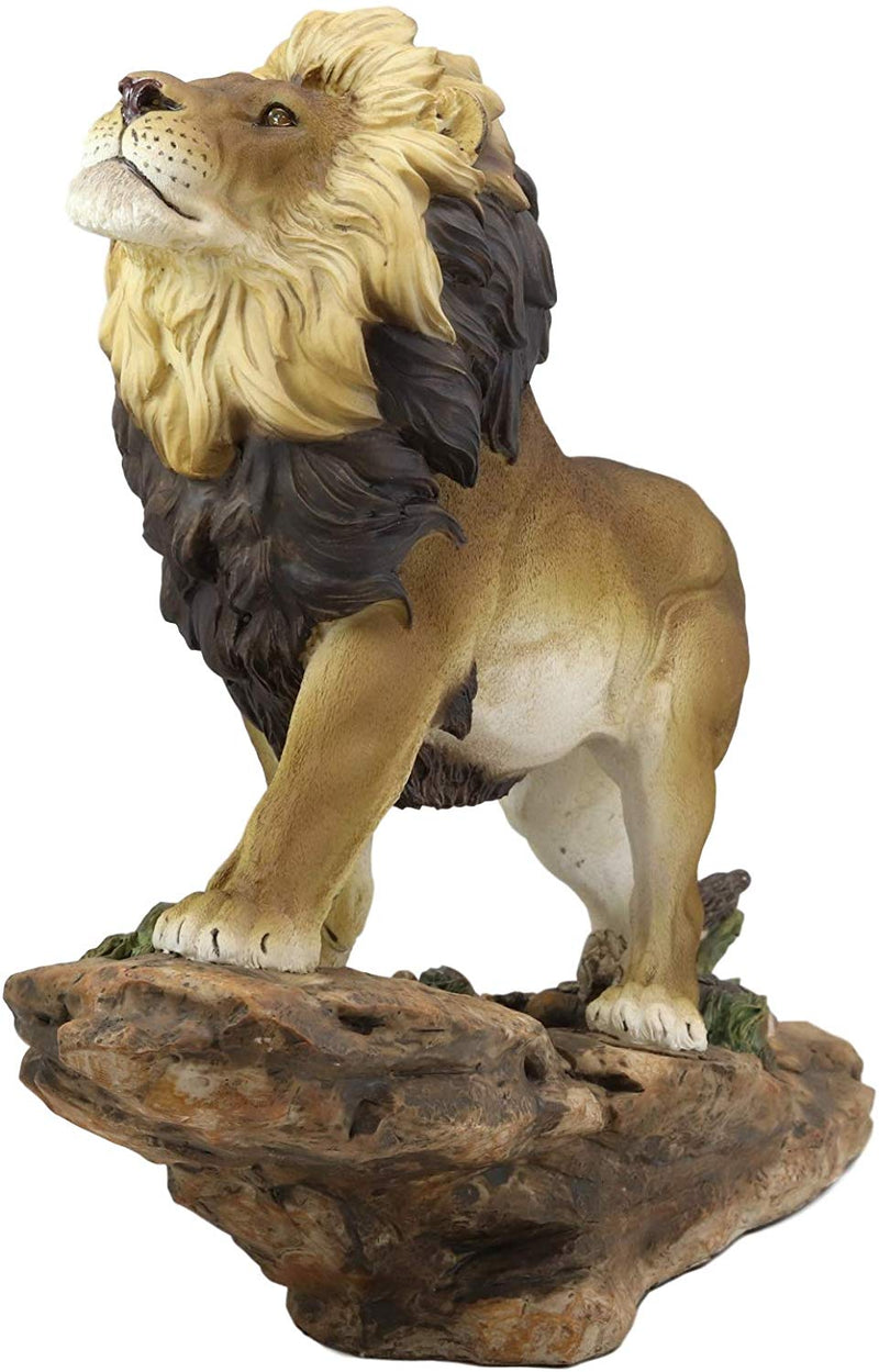 Large African Wildlife King Lion Simba Ascending On Pride Rock Statue 16.25"L