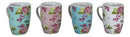 Ebros Victorian Floral Blossoms Porcelain 8oz Mug 4"Tall Coffee Tea Cup Set of 4 - Ebros Gift