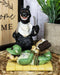 Rustic Western Whimsical Black Bear Picnic Time With Tied Up Hunter Figurine