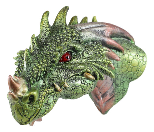 Ebros Medieval Castle Dungeon Chained Green Pagoda Dragon Wall Plaque W/ LED Eyes