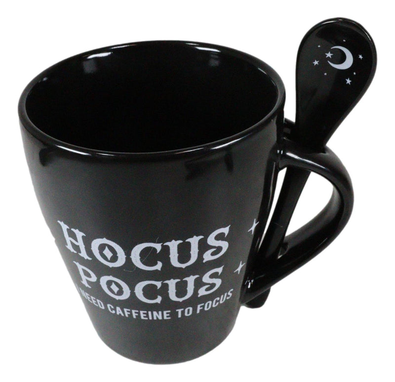Witchcraft Wicca Hocus Pocus Crescent Moon Stars Coffee Mug And Spoon Set