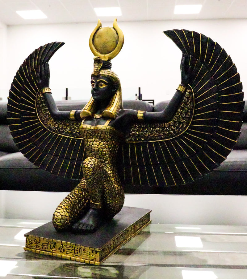 Ebros Gift Large Kneeling Winged Isis Statue 20"Long Egyptian Goddess Of Motherhood Deity Figurine