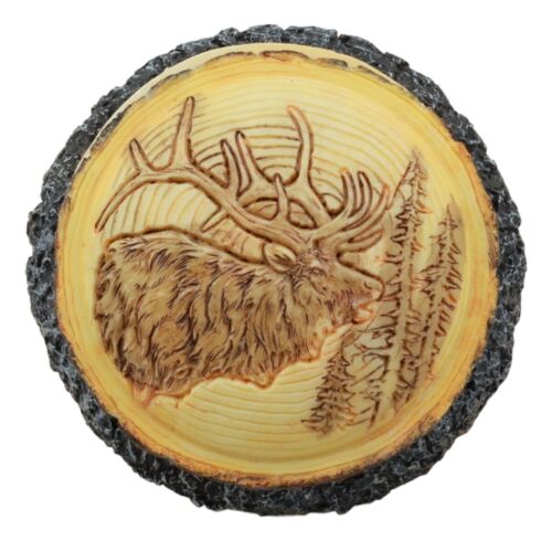 Ebros Rustic Faux Wood Wild Bull Moose Round Jewelry Box Figurine 4" Diameter