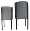 Set of 2 Contemporary Urban Grey Cast Iron Cylindrical Planter Pots With Stand