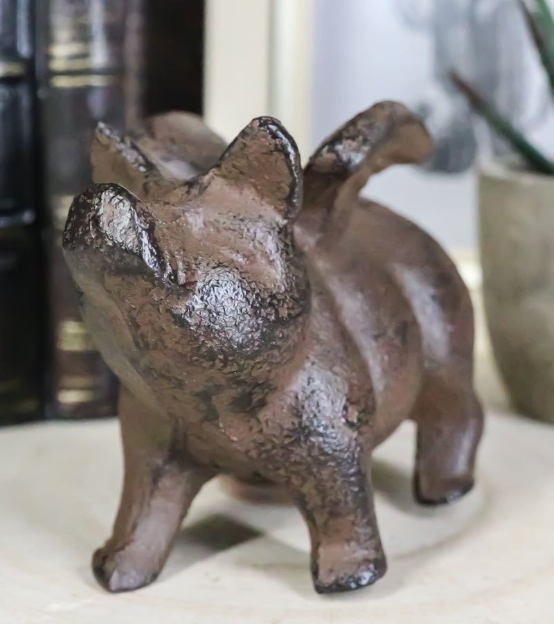 Cast Iron Small Whimsical Flying Pig Angel Decorative Statue Desk Paperweight