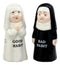 Ebros Bad And Good Habits Nun Pair Salt & Pepper Shakers Ceramic Magnetic Set