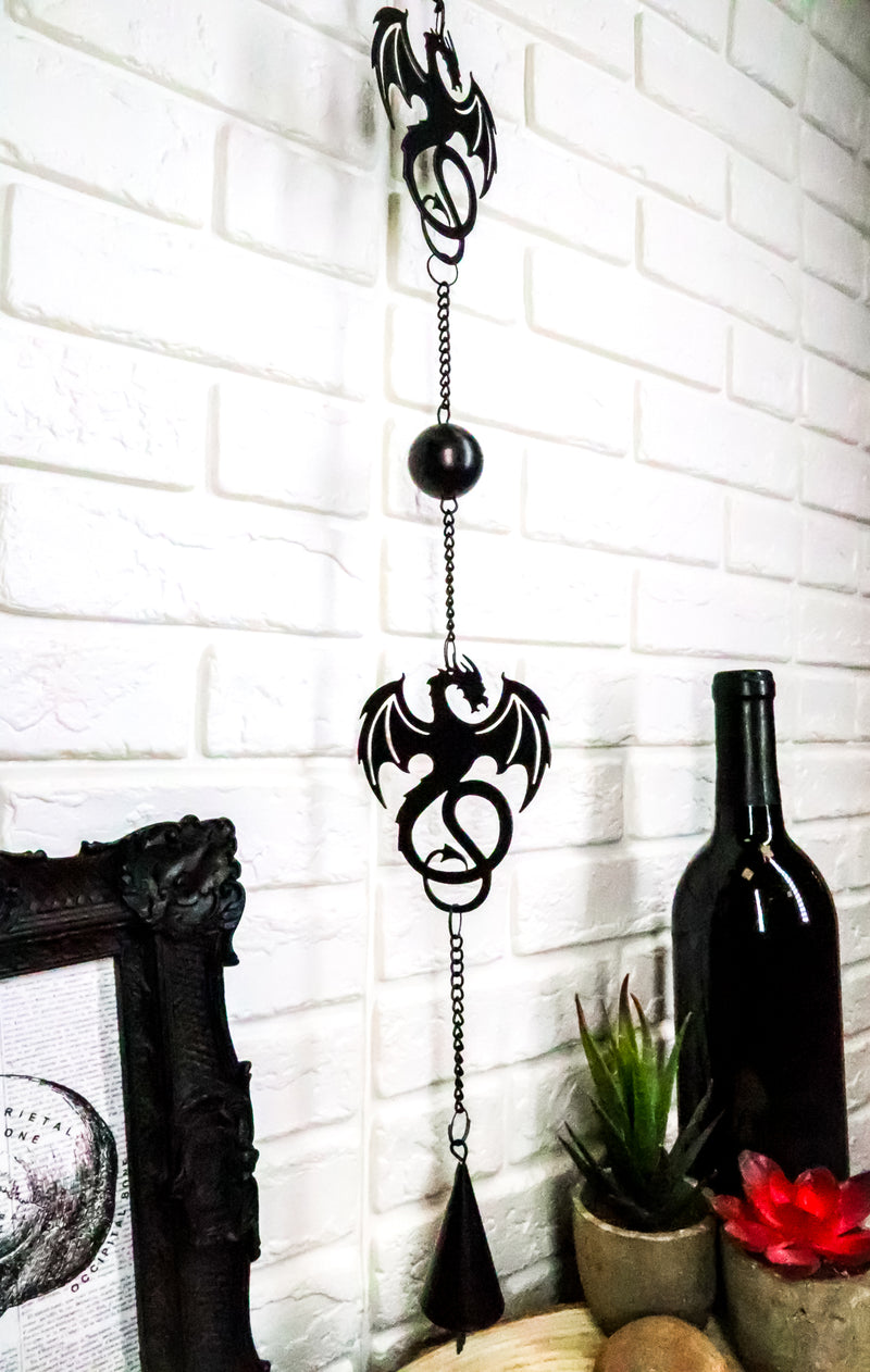 Wyverex Alchemy Folklore Dragon Metal Wall Hanging Mobile Wind Chime With Beads