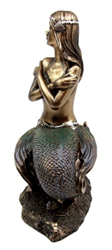 Ebros Gift Coastal Shy Nude Mermaid Maiden Sitting On Coral Decorative Figurine 5.75" H