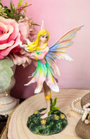Ebros Fae Garden Meadows Blonde Fairy With Rainbow Lily Petals Dress & Gloves