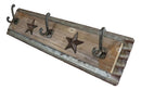 Rustic Western Lone Stars On Barn Wood Galvanized Metal 3-Peg Wall Hooks Plaque